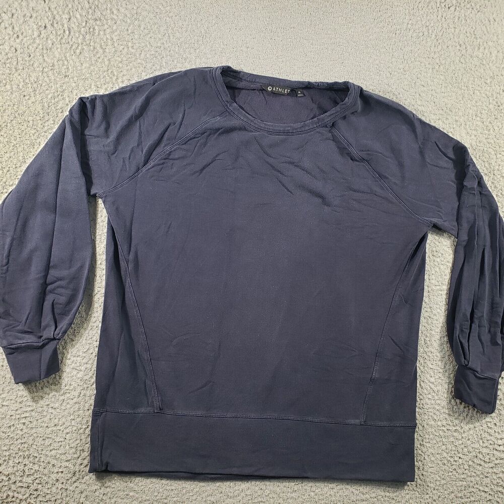 Athleta Sweatshirt Women's Medium Blue Pullover Stretch Sweater Casual Cotton